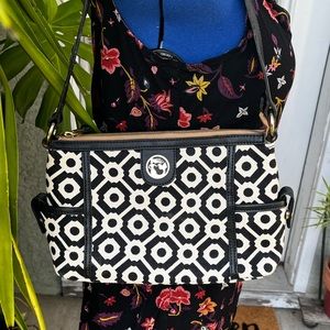 Spartina 449-Black & White Pender Simple Linen Shoulder Bag